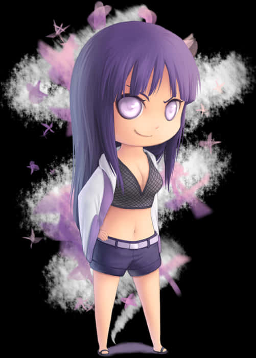 A Cartoon Of A Girl With Purple Hair