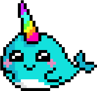 A Pixel Art Of A Whale With A Unicorn Horn