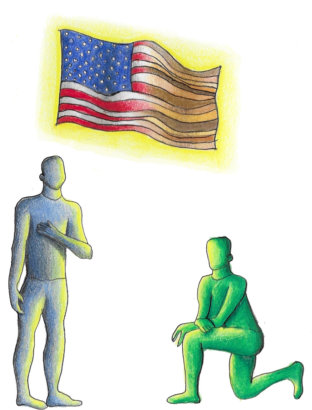 A Drawing Of A Man And A Flag