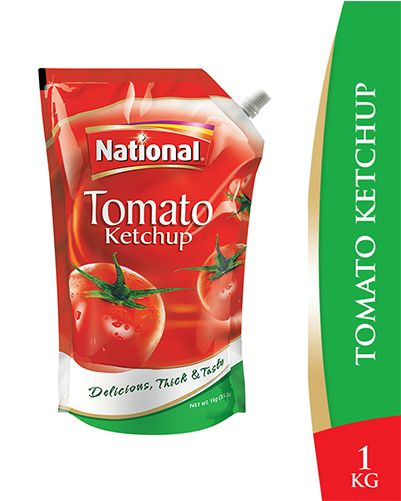 A Red And Green Package Of Ketchup