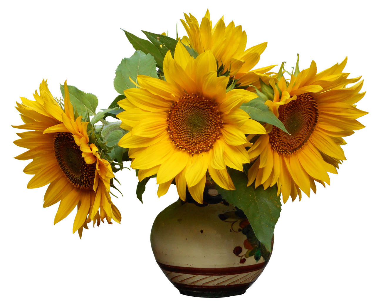 A Vase With Sunflowers In It
