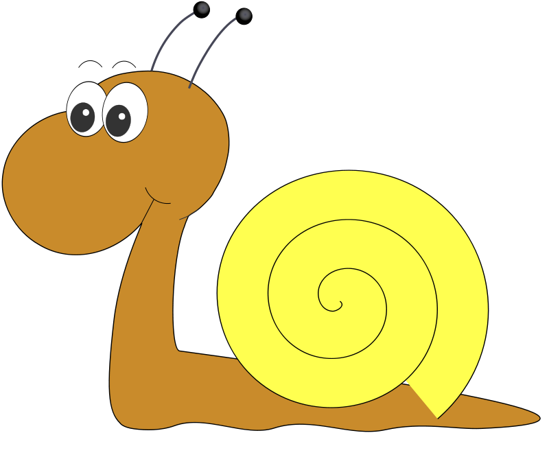 A Cartoon Snail With A Yellow Shell