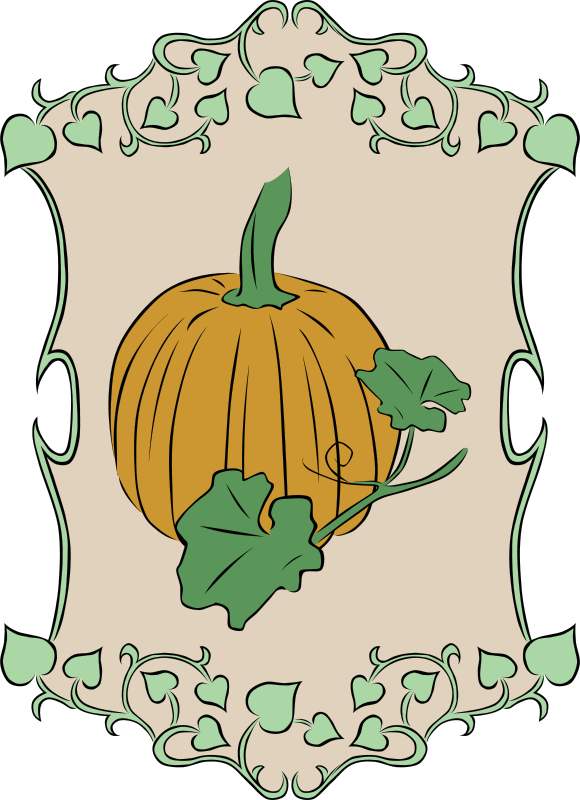 A Pumpkin With Leaves In A Frame