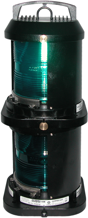 A Green Light On A Black Cylinder