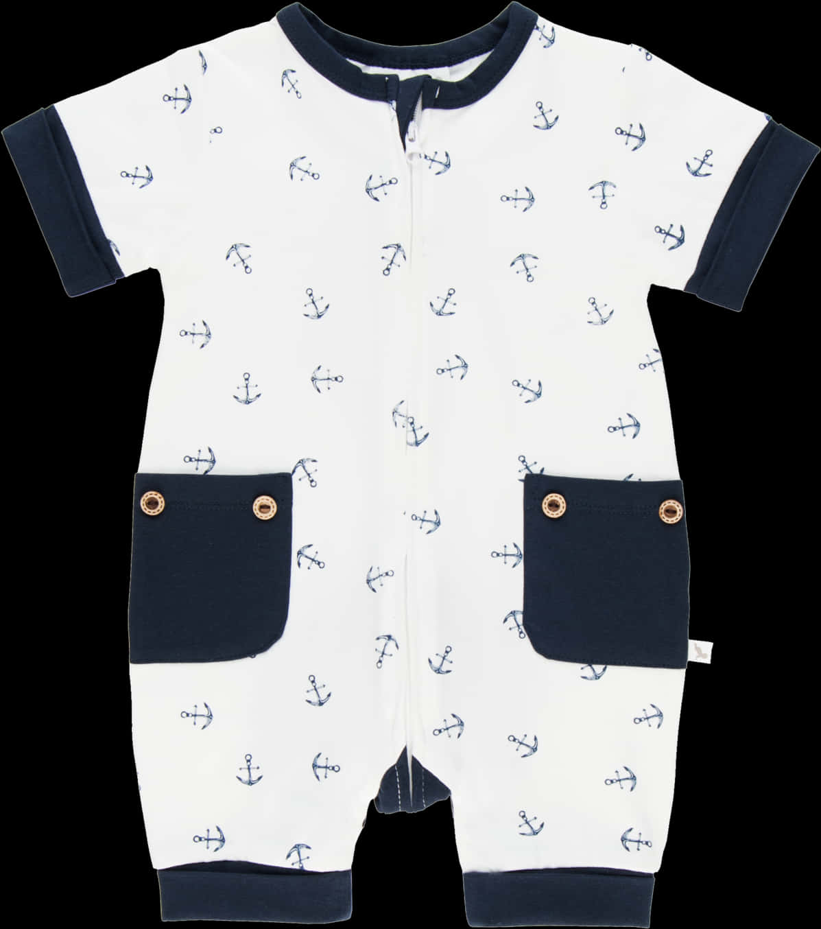 Navy Anchor Short Romper Romper Li'l Zippers Baby Zip - One-piece Garment, Hd Png Download