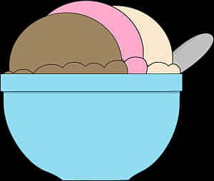 A Bowl Of Ice Cream With A Spoon