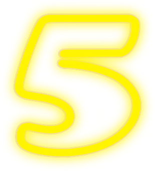A Yellow Neon Number Five