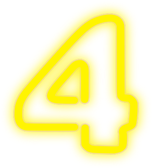 A Yellow Neon Number Four