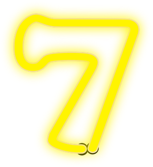 A Yellow Neon Number Seven
