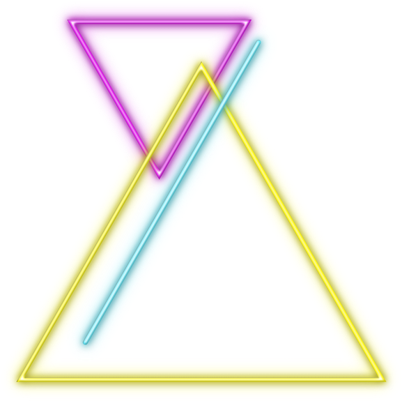 A Neon Triangle With Two Lines