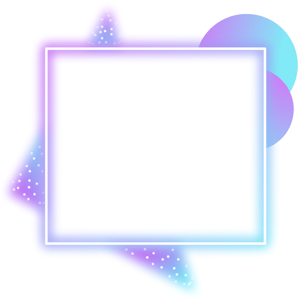 A Neon Frame With Stars And Dots