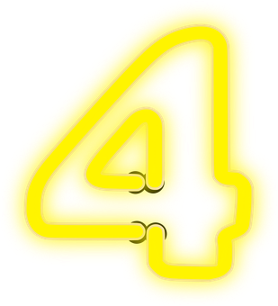 A Yellow Neon Number Four