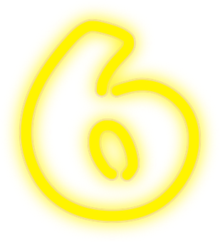 A Yellow Neon Number Six