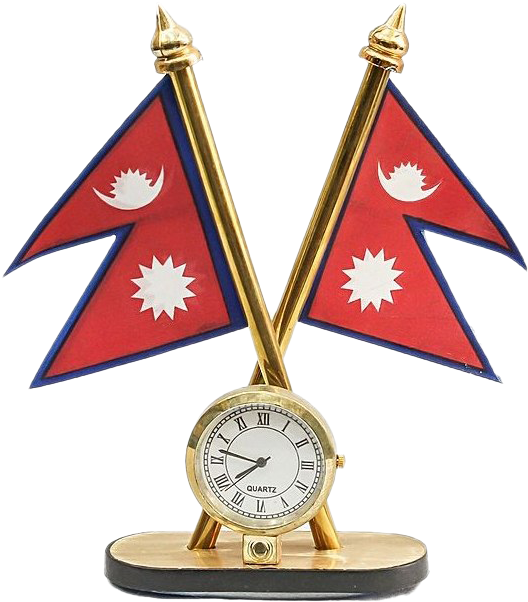 A Clock And Two Flags
