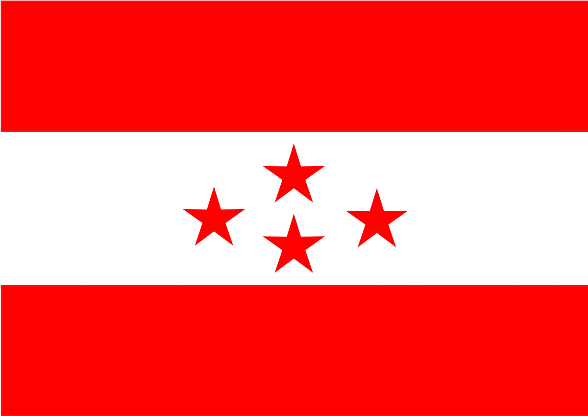 A Red And Grey Flag With Stars