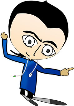 Cartoon Character With Blue Shirt And White Headphones