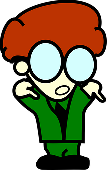 A Cartoon Of A Boy With Red Hair And Green Suit