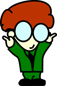 A Cartoon Of A Boy With Red Hair And Green Pants