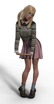 A Woman Wearing A Sweater And Skirt