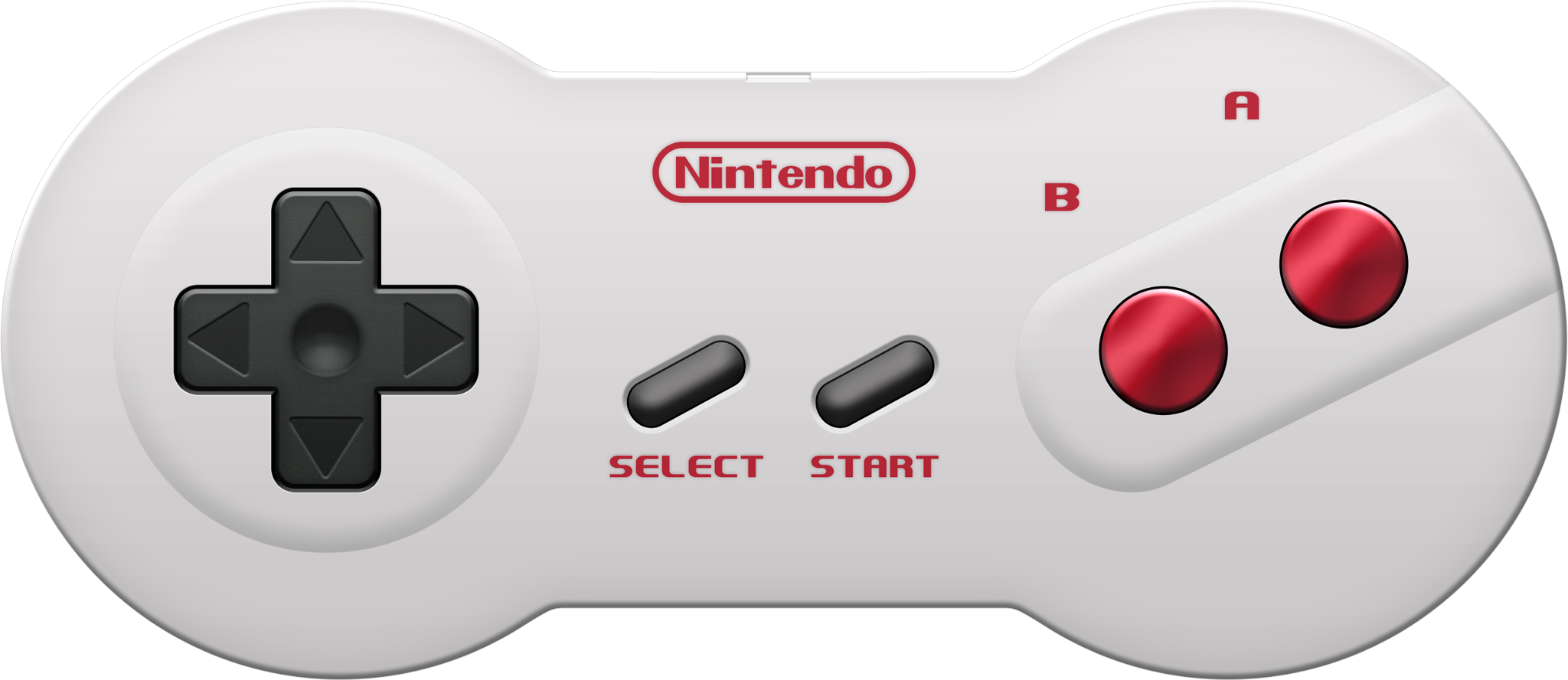 A White Game Controller With Red Buttons And Black Buttons