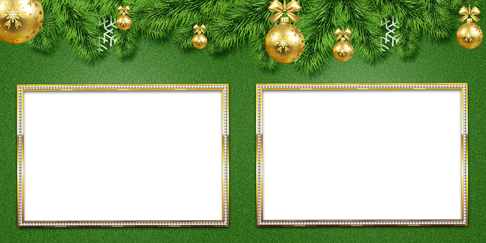 Two Frames With Ornaments On A Green Background