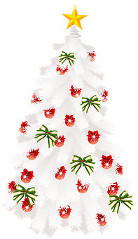 A White Christmas Tree With Ornaments