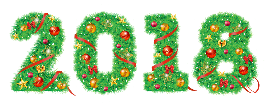A Green Letters With Ornaments And Ribbons
