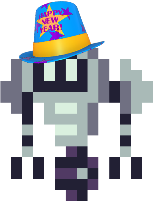 A Pixelated Image Of A Cartoon Character Wearing A Hat