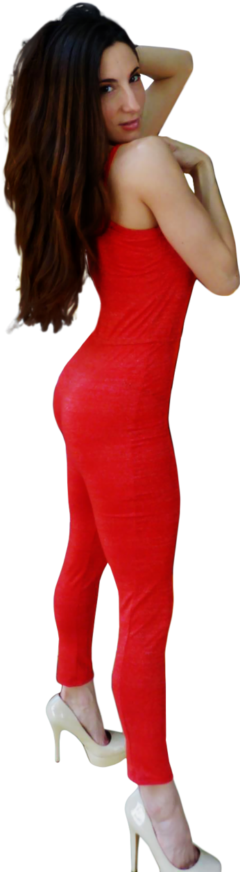 A Woman In A Red Jumpsuit