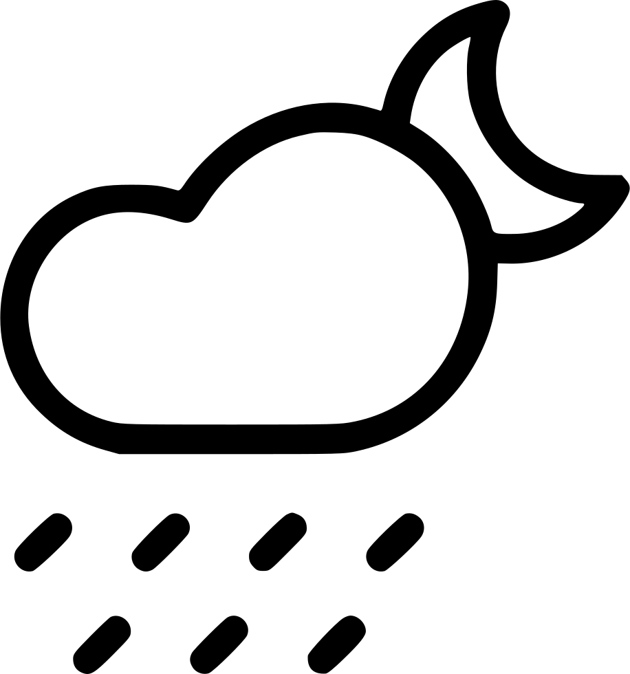 A Black And White Image Of A Cloud With A Moon And Rain