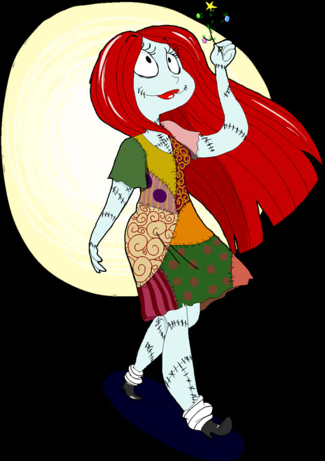 A Cartoon Of A Girl With Red Hair