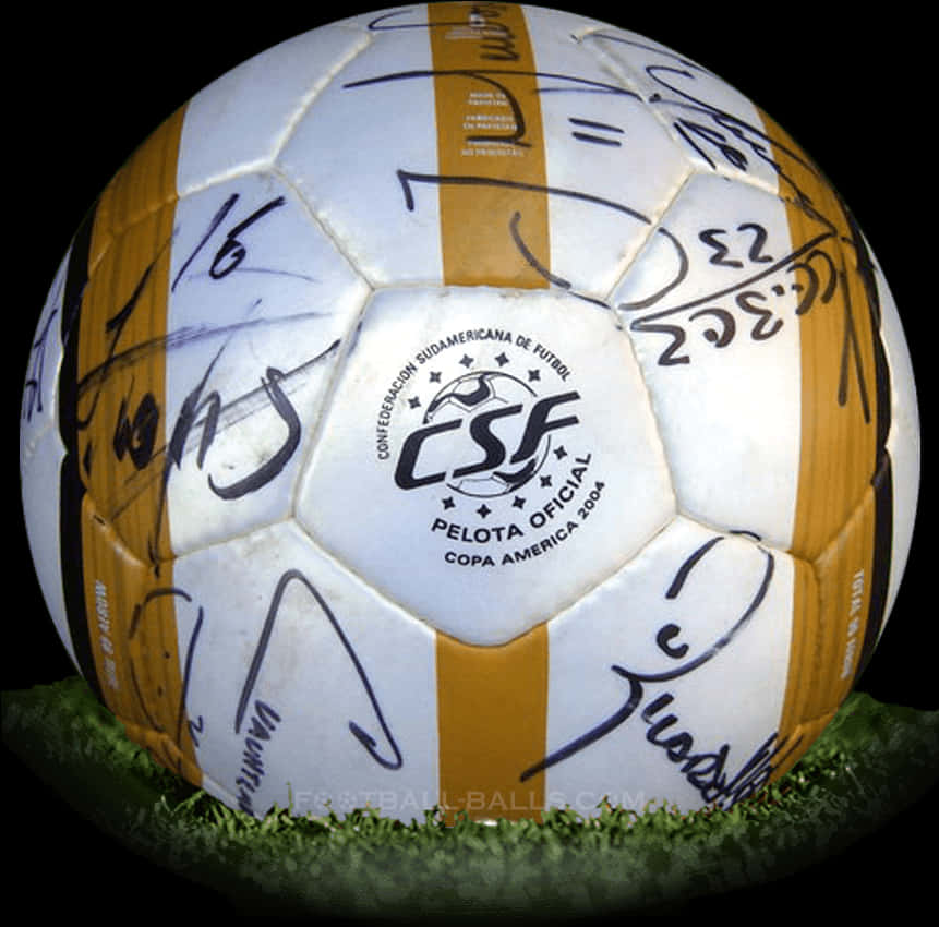 A Football Ball With Autographed Name And Logo