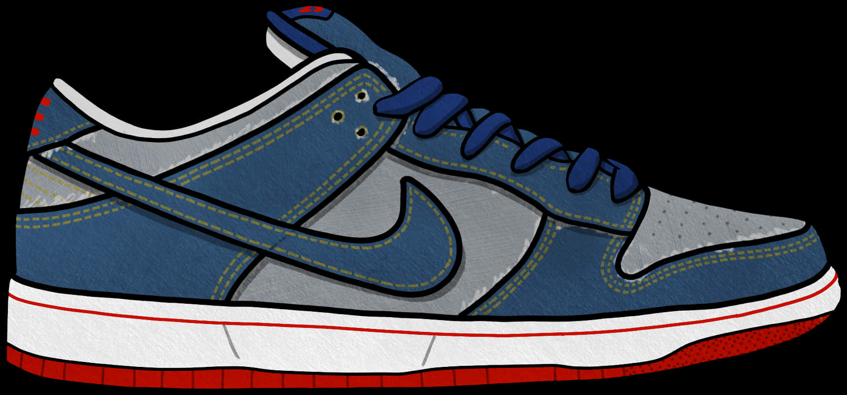 A Blue And Grey Shoe
