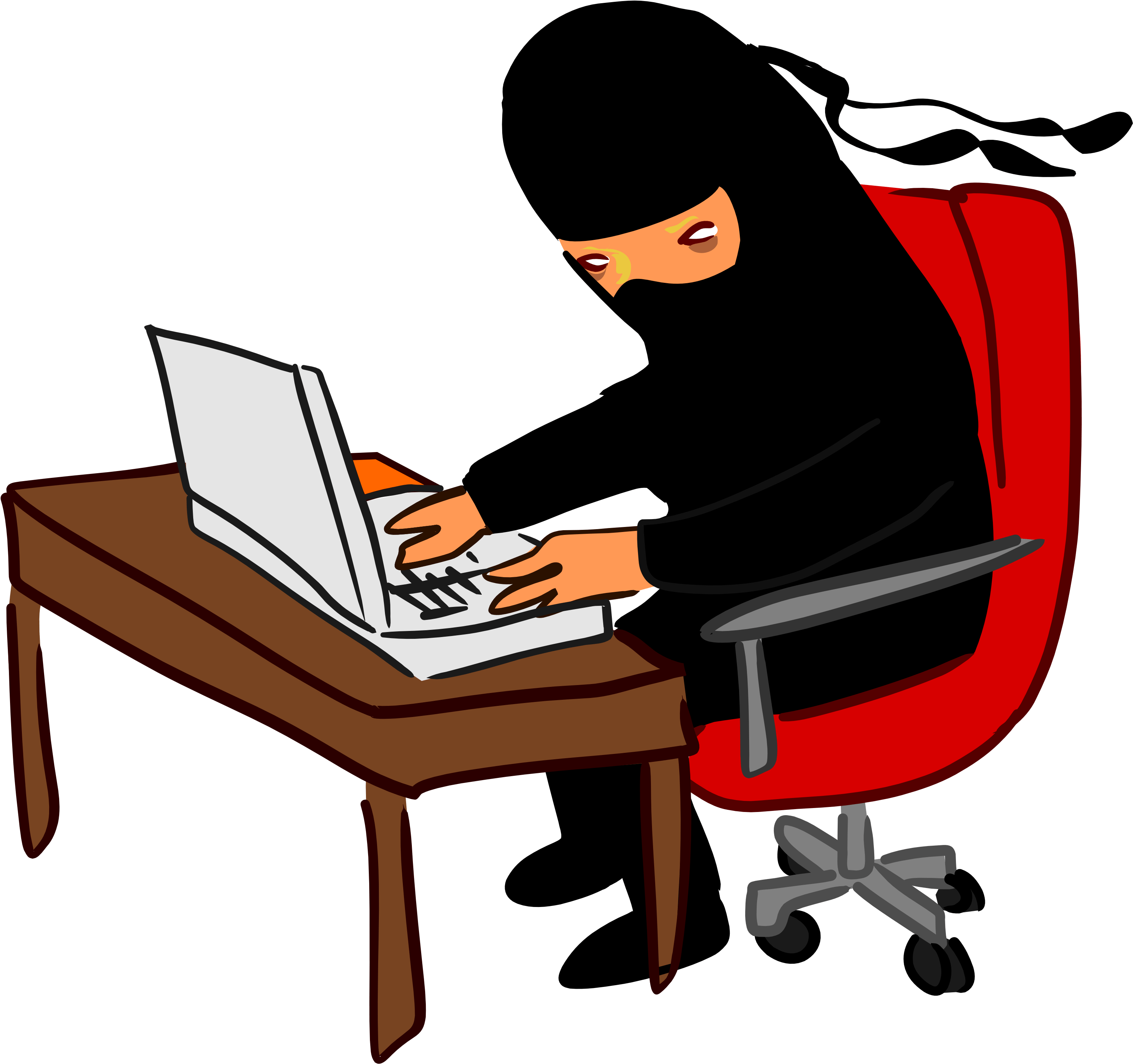 A Cartoon Of A Woman Using A Laptop