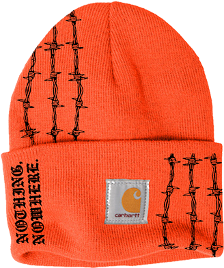 An Orange Beanie With Barbed Wire On It