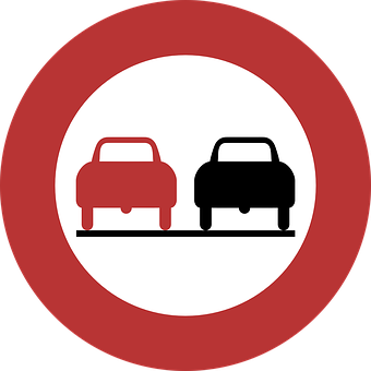 A Red And White Circle With Cars In The Middle