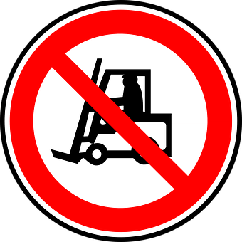 A Sign With A Forklift In The Middle