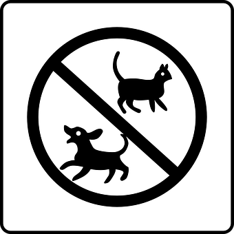 A Black And White Sign With A Dog And Cat