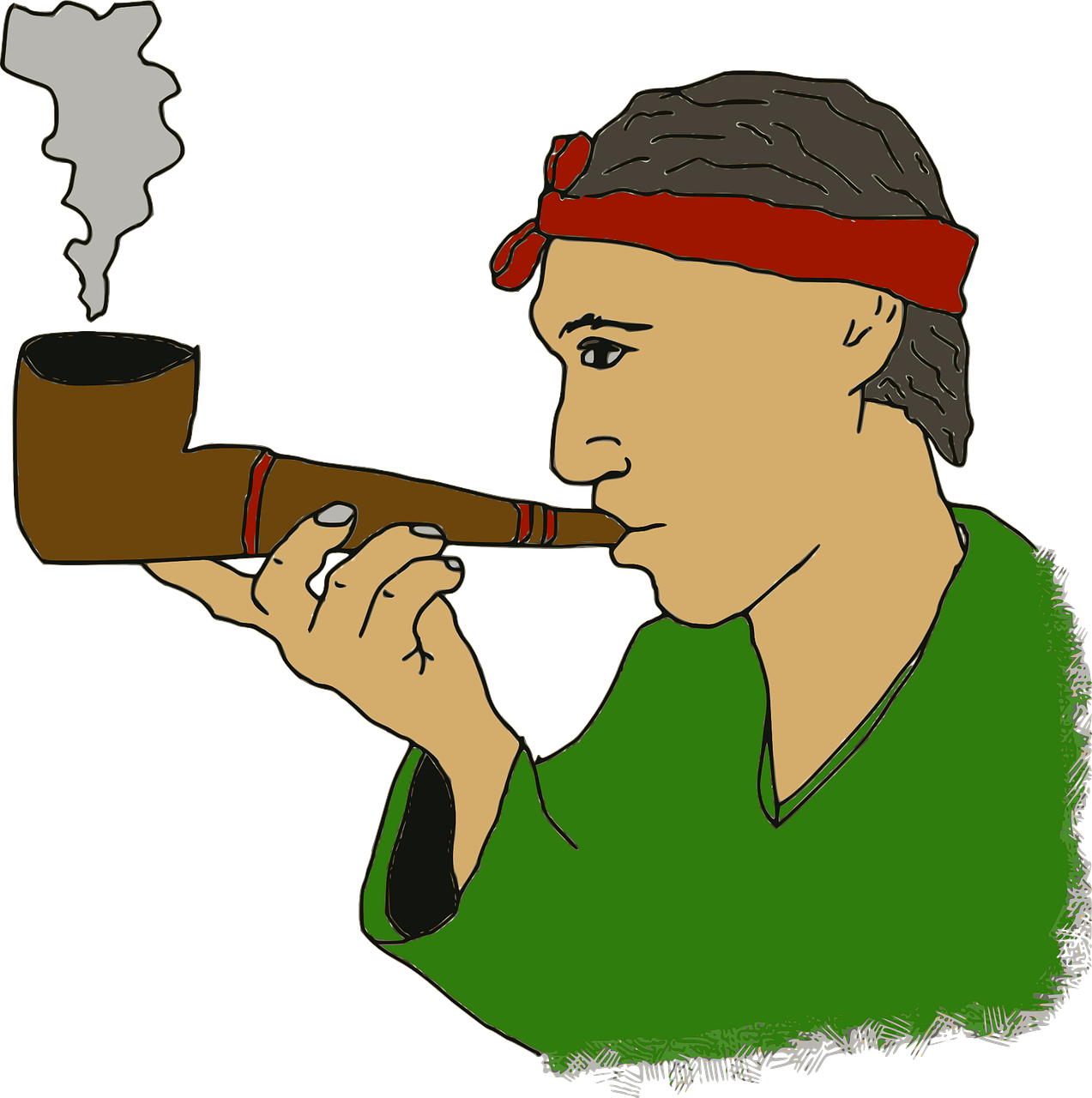 A Man Smoking A Pipe