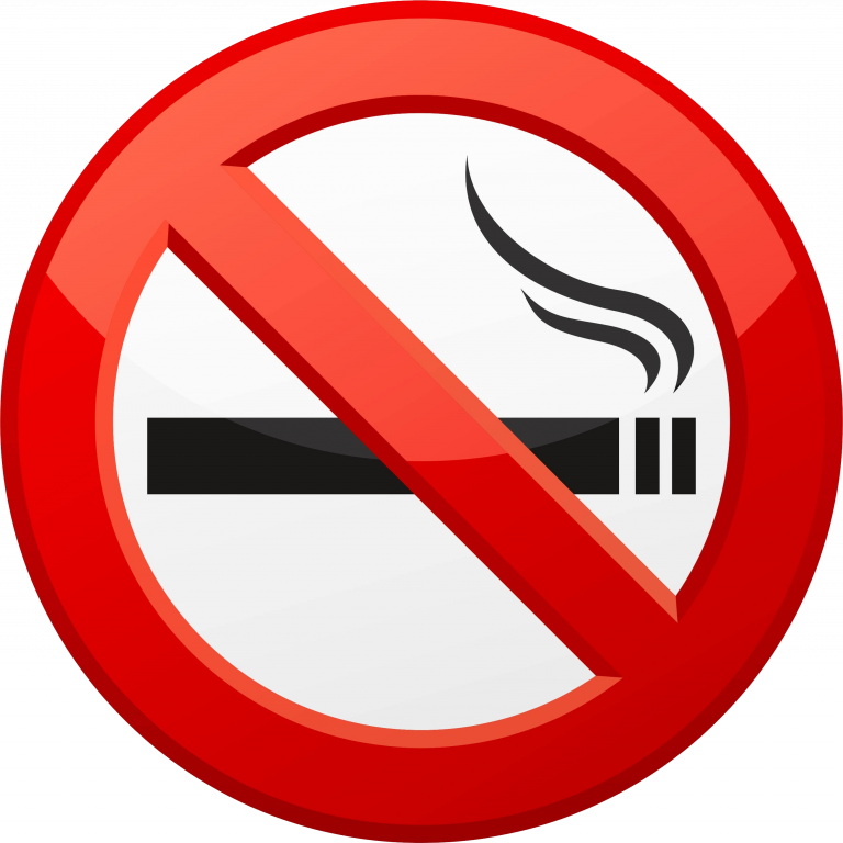 A Red And White Sign With A Black And White Circle With A Red Cross And A Black And White Line With A Cigarette And Smoke