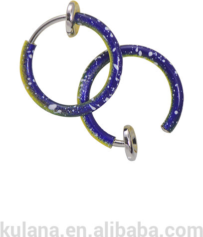 A Pair Of Blue And Yellow Hoop Earrings