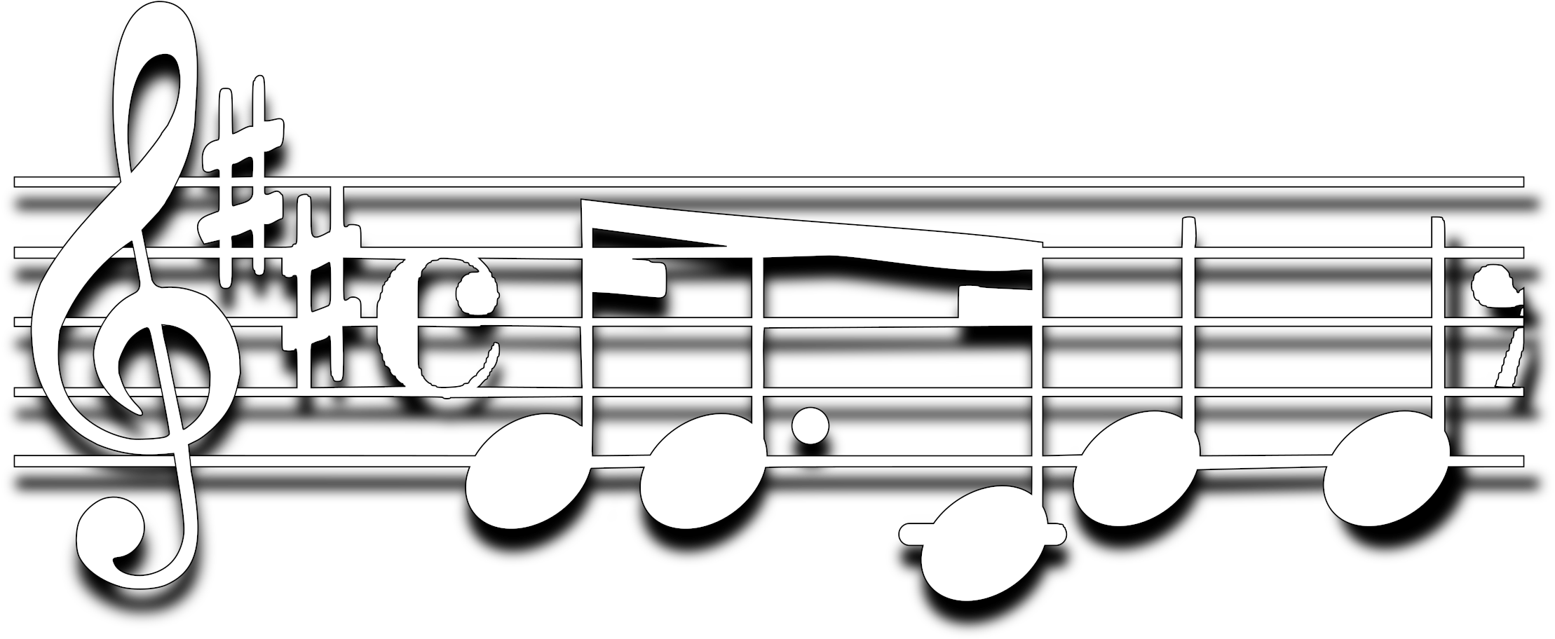 A White Line Drawing Of A Musical Note