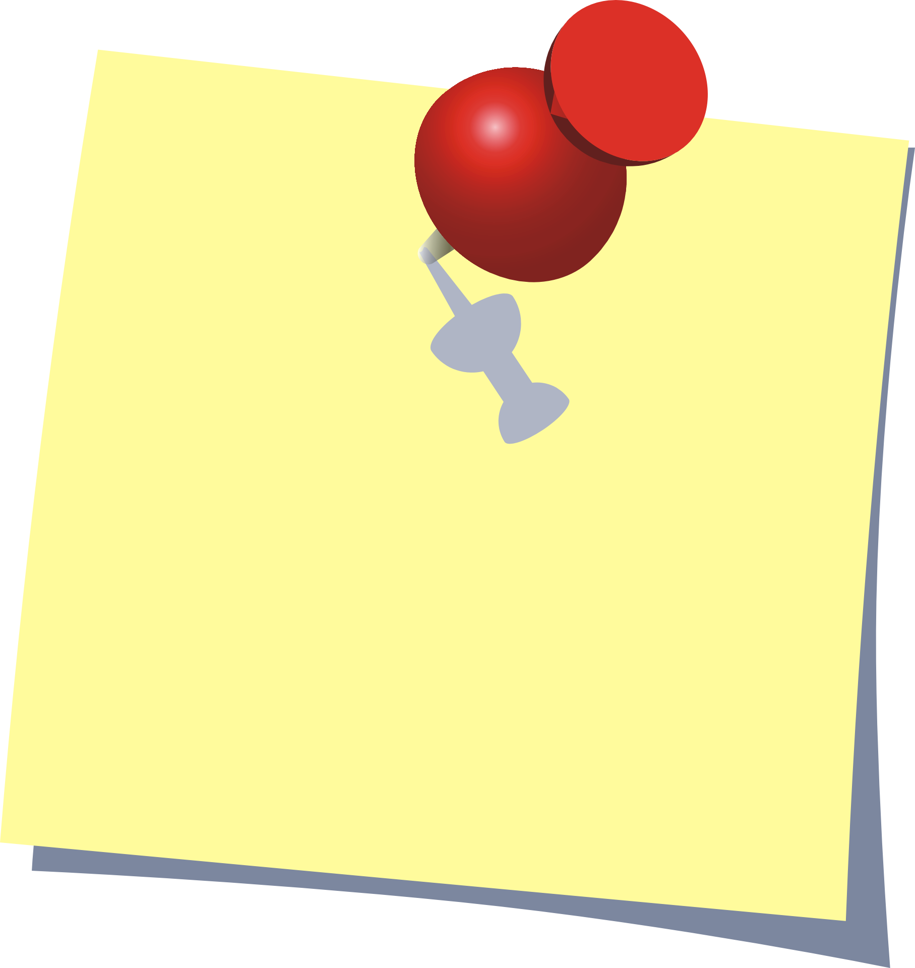 A Yellow Post-it Note With A Red Push Pin Attached To It