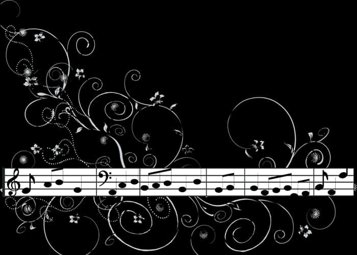 A White Sheet Music With Black And White Swirls