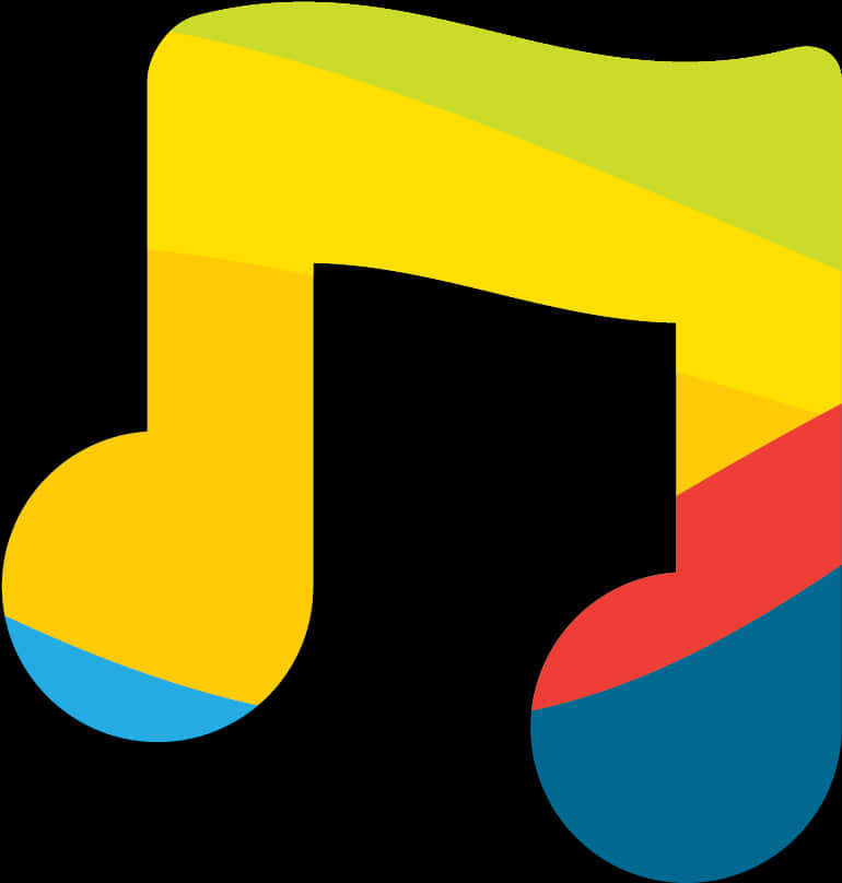 A Colorful Music Note With Black Background