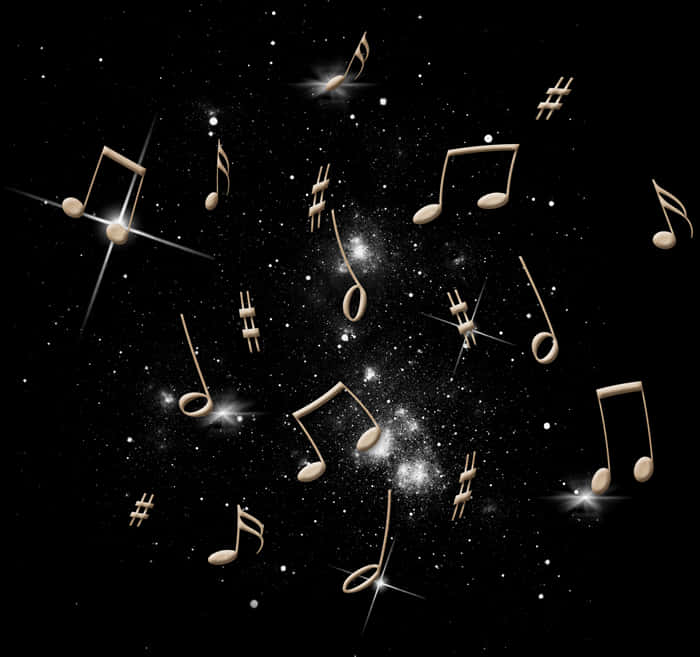 A Group Of Musical Notes In The Sky