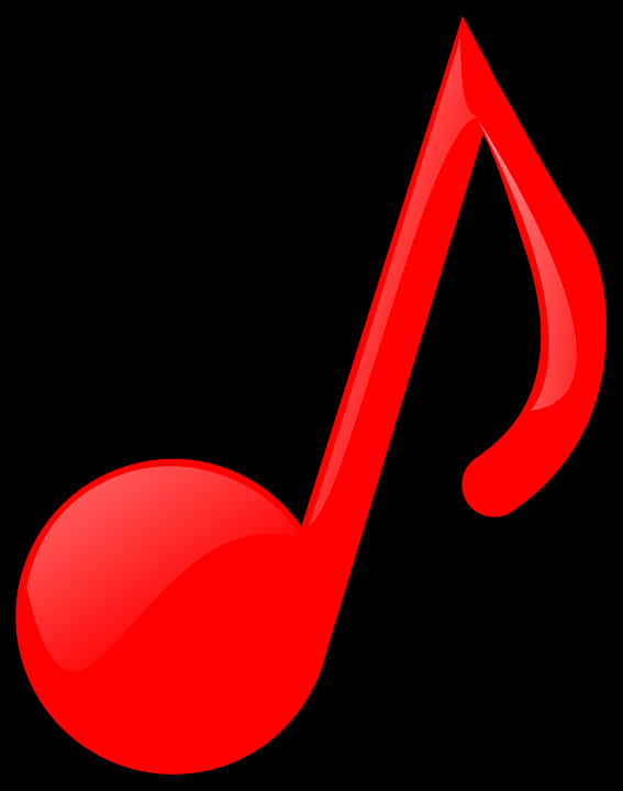 A Red Musical Note On A Black Background