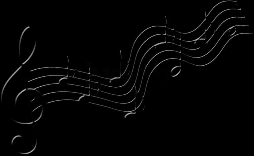 A Black Background With Music Notes