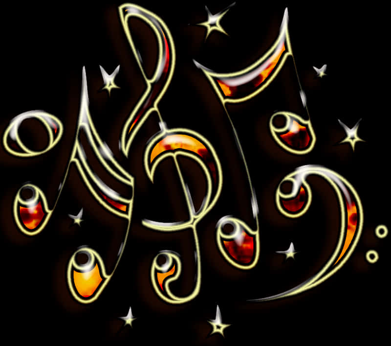 A Musical Notes And Stars