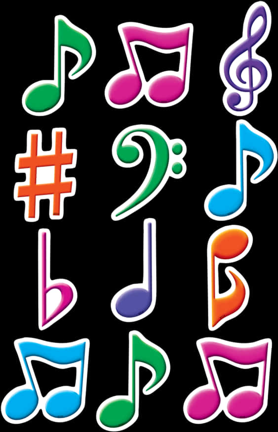 A Group Of Colorful Musical Notes